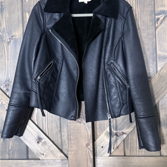 Vince Camuto Black Faux Leather Moto Jacket - Picture 3 of 9